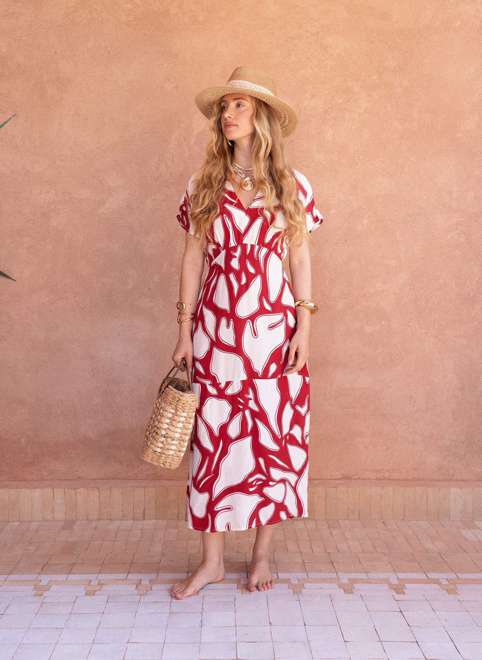 ROBE LONGUE MEKIA flame cerise