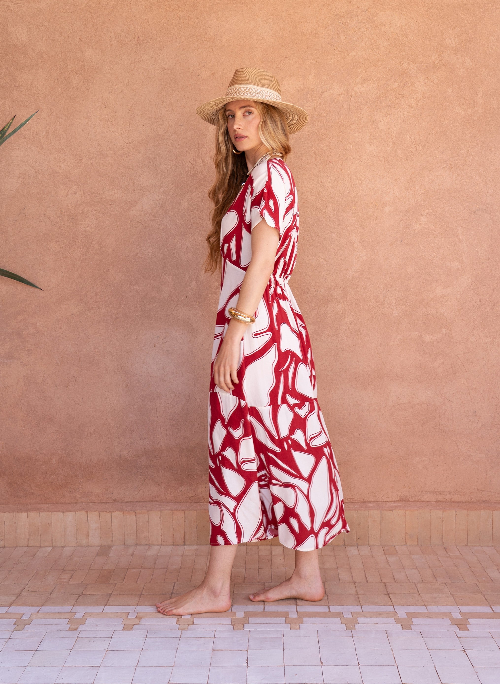 ROBE LONGUE MEKIA flame cerise