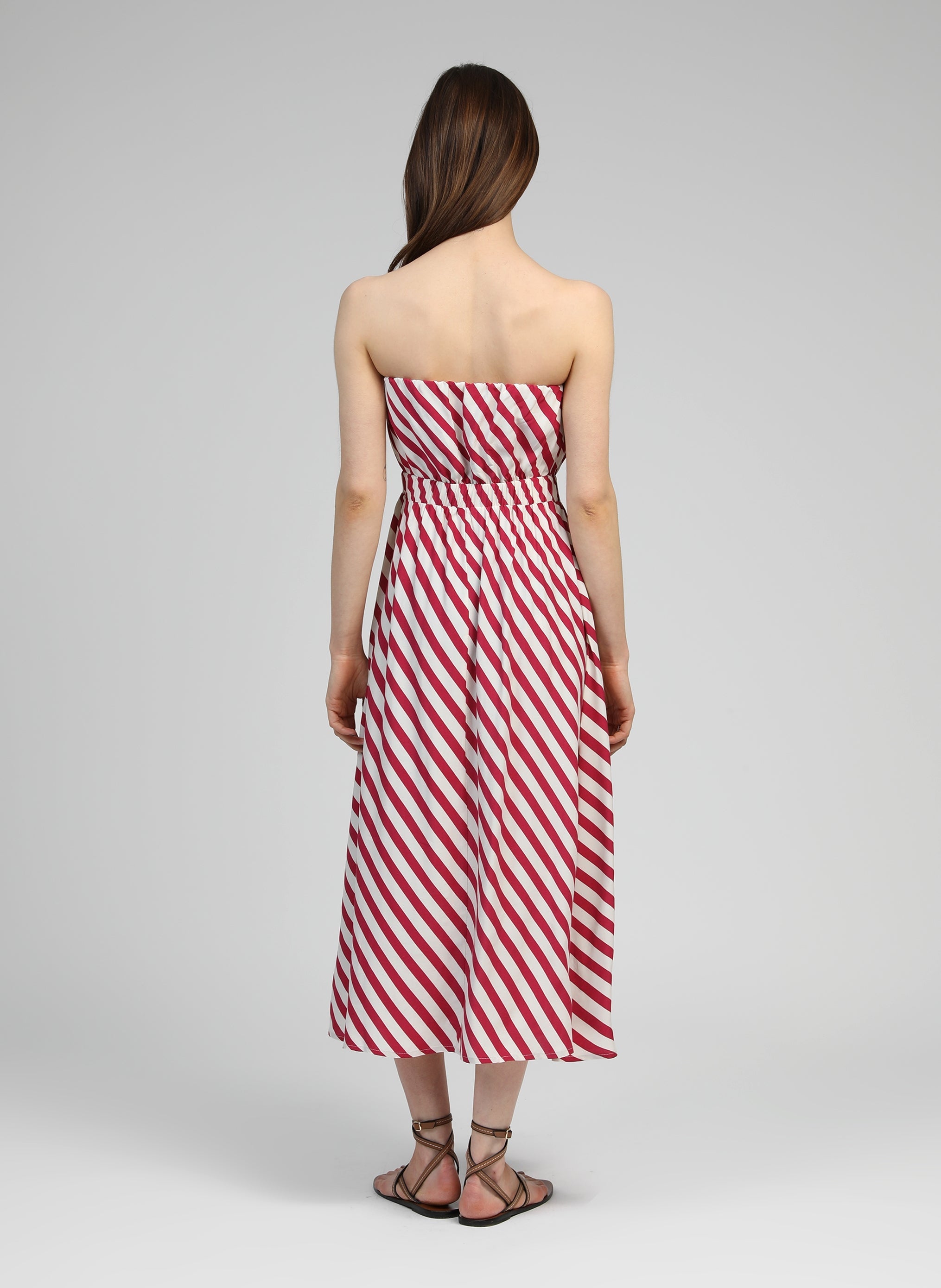 ROBE LONGUE MIKITRY stipe framboise