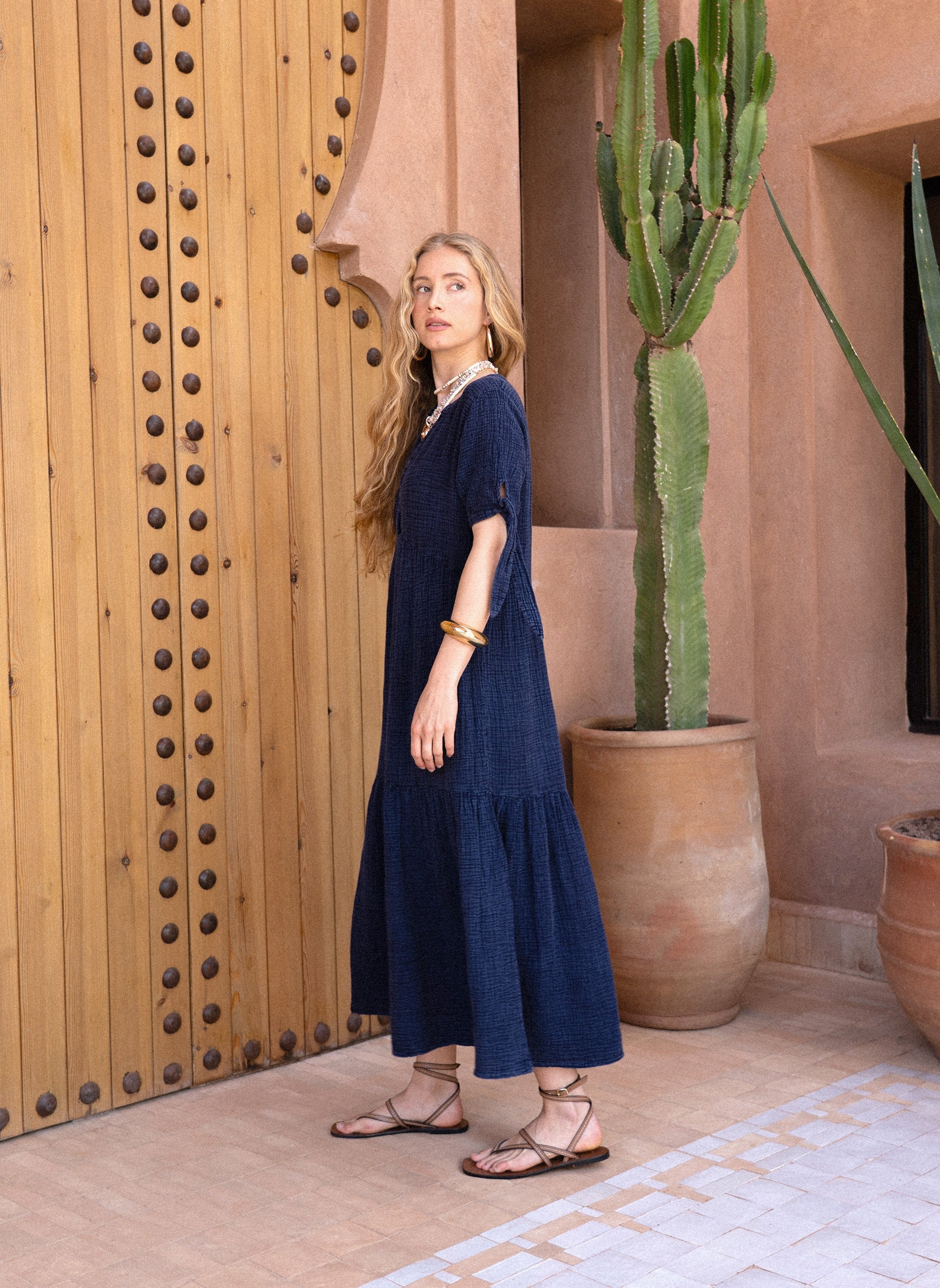 ROBE LONGUE OSAMDOU indigo