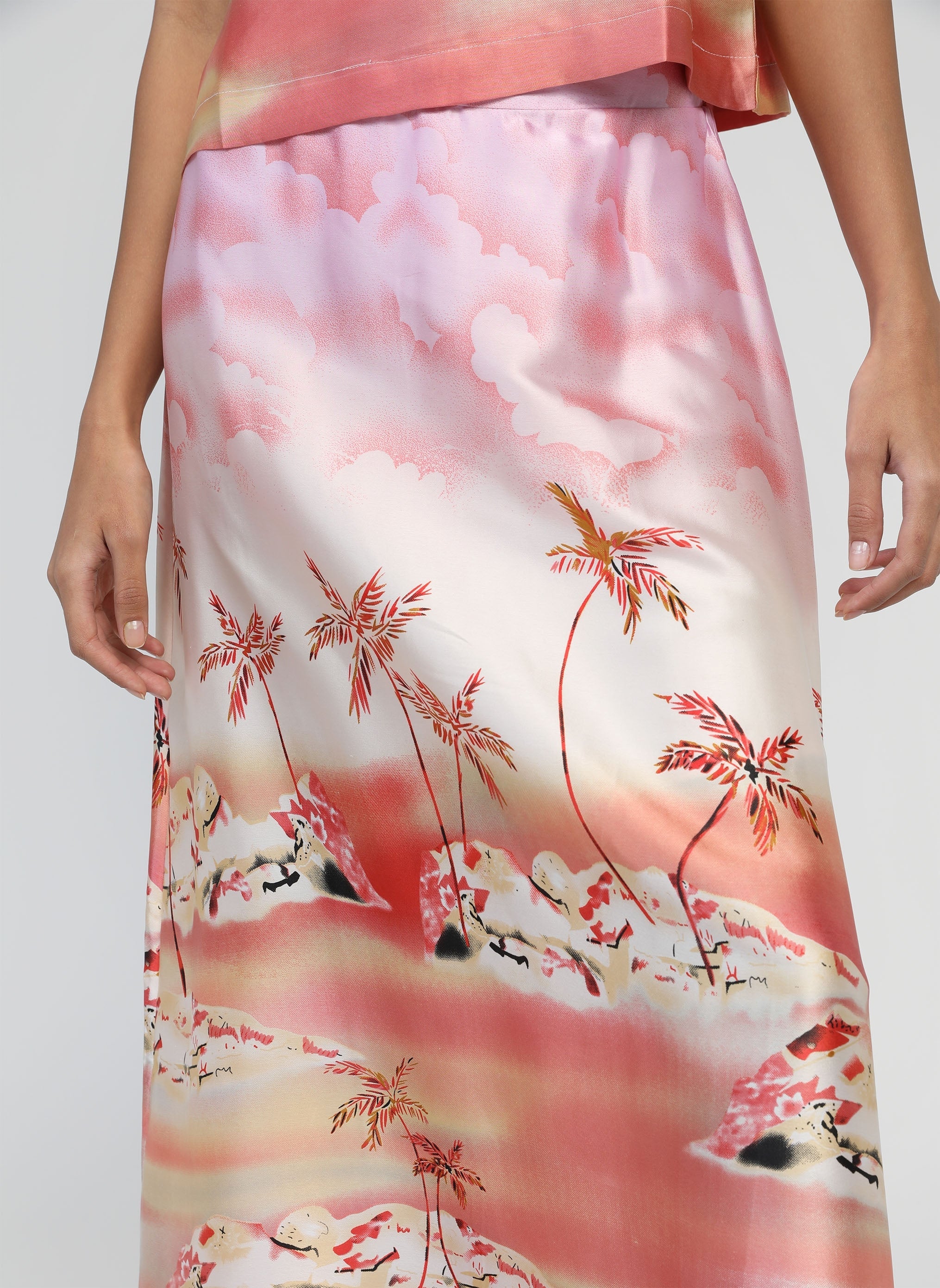 JUPE MIDI ROBILOU cabana rose