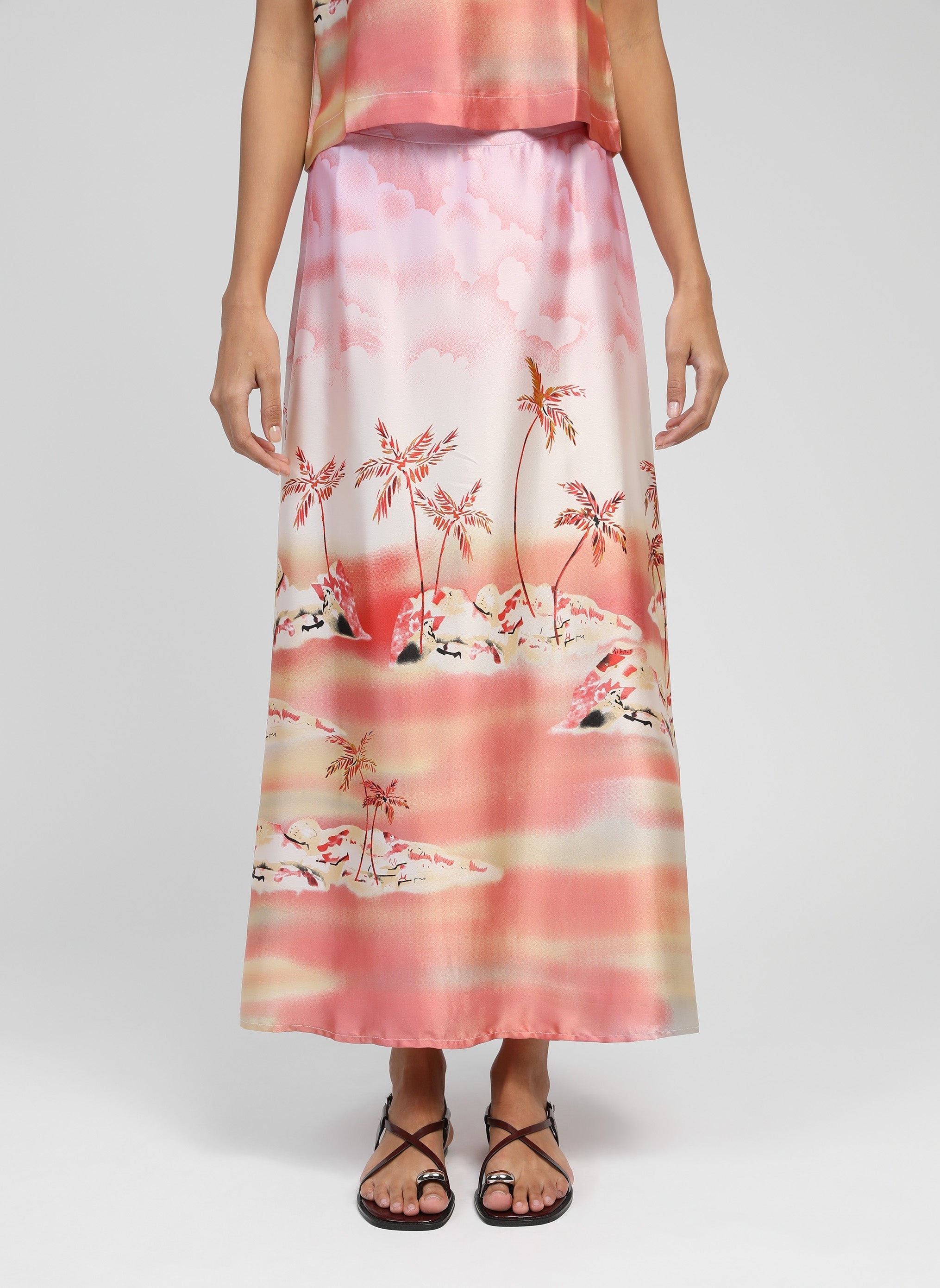 JUPE MIDI ROBILOU cabana rose