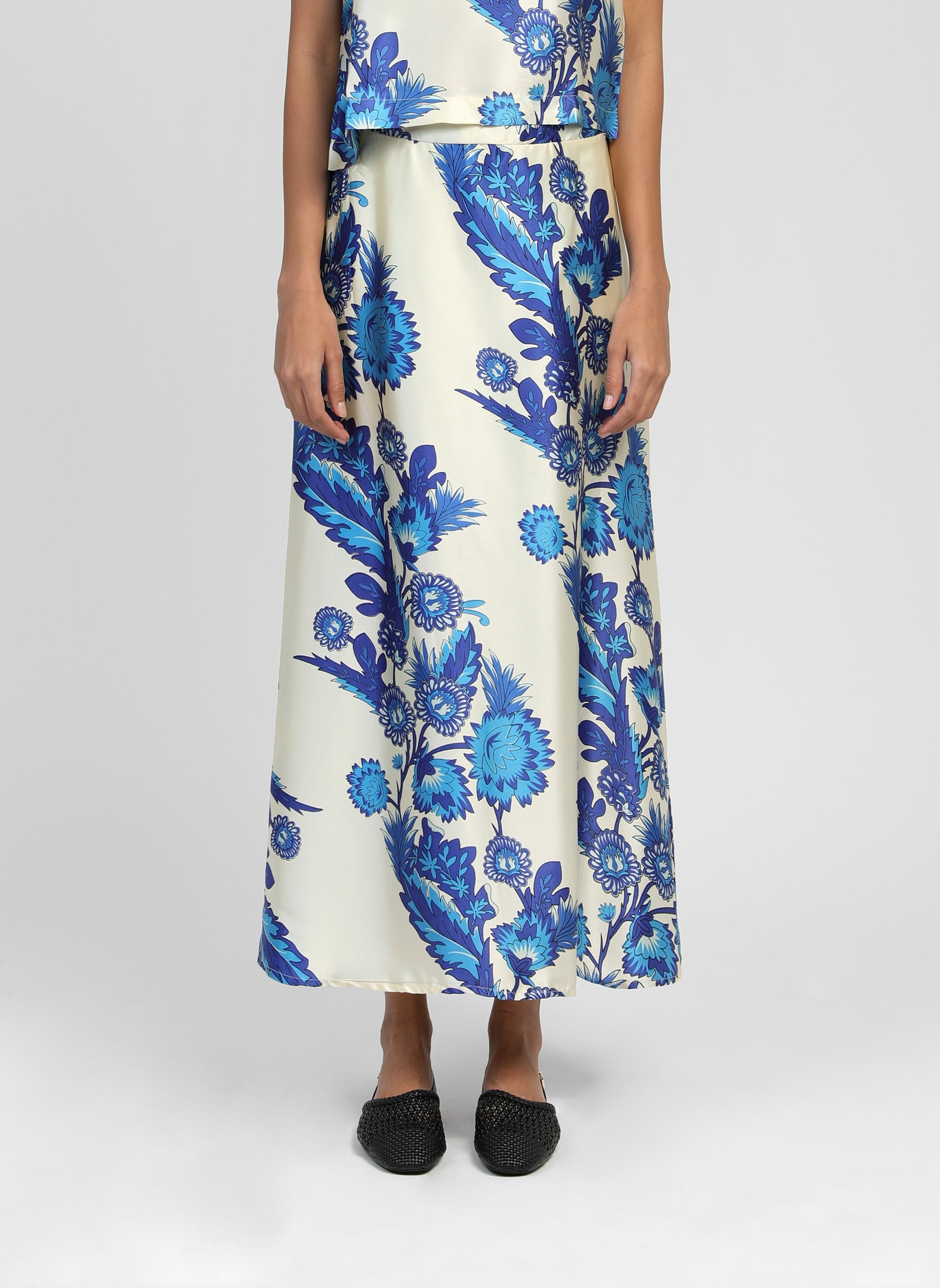 JUPE MIDI ROBILOU florida bleu