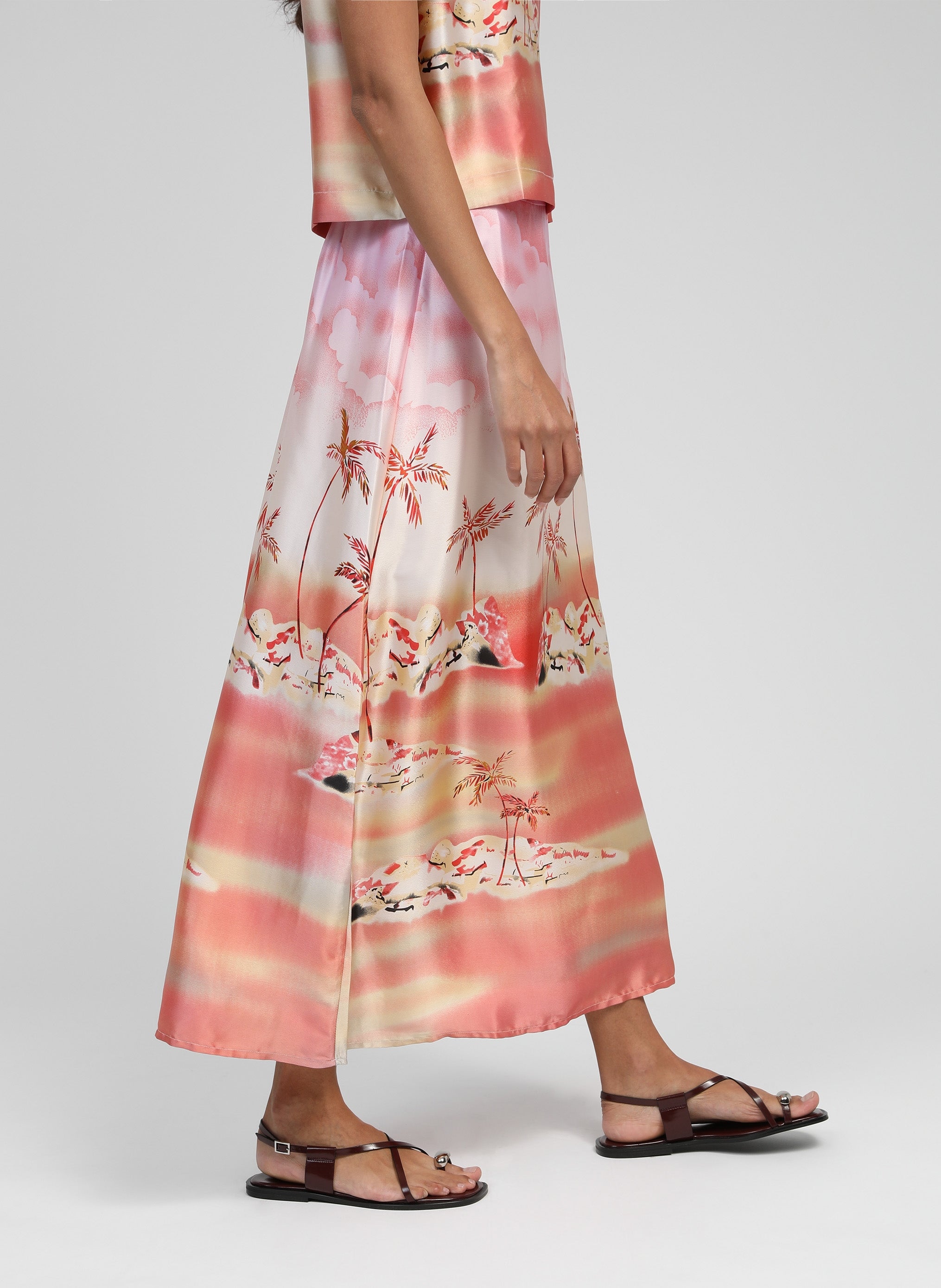 JUPE MIDI ROBILOU cabana rose